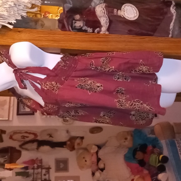 NWT,Maroon,Floral Print,Shoulder Tie,Stretchy,Elasticized,Halter/Smock Top💕💥🌺 - Picture 3 of 11